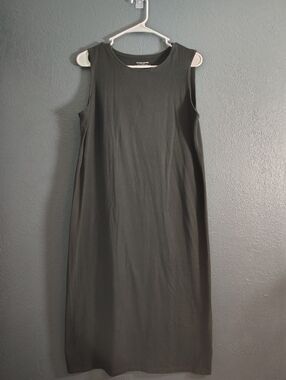 Eileen Fisher Black Sleeveless Cotton Minimalist Casual Dress